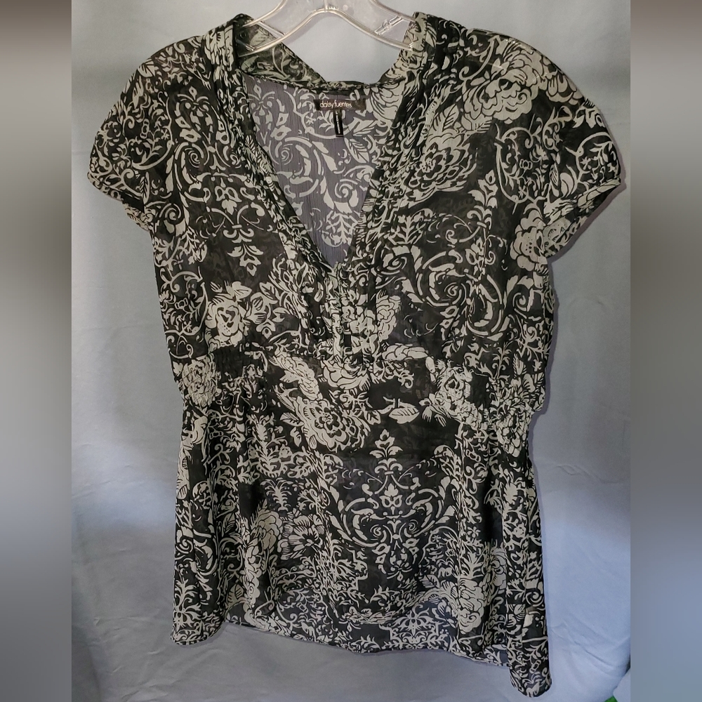 Daisy Fuentes Black Floral Top